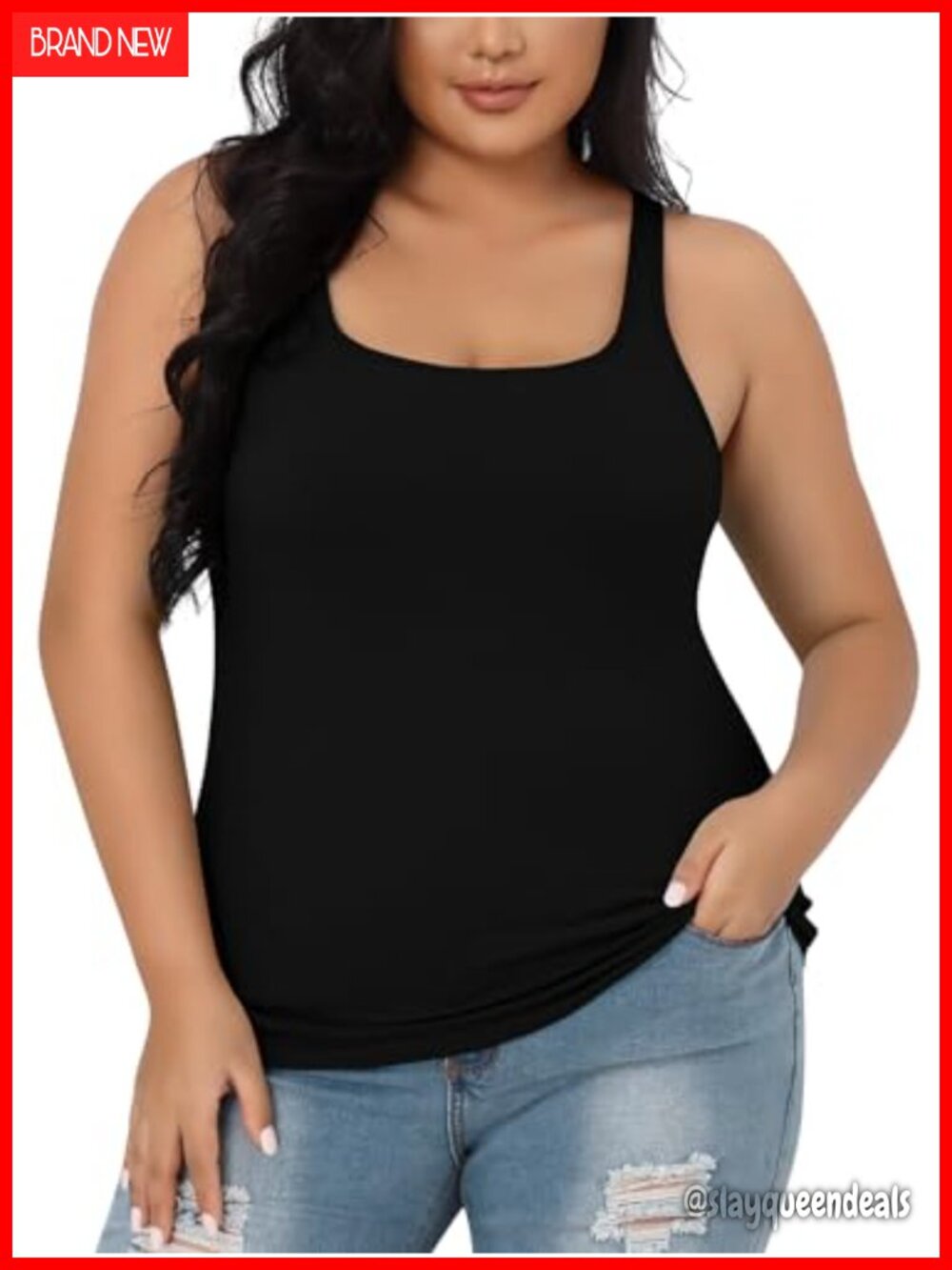 Plus Size Tank Top with Unpadded Shelf Bra Cotton Camisole
